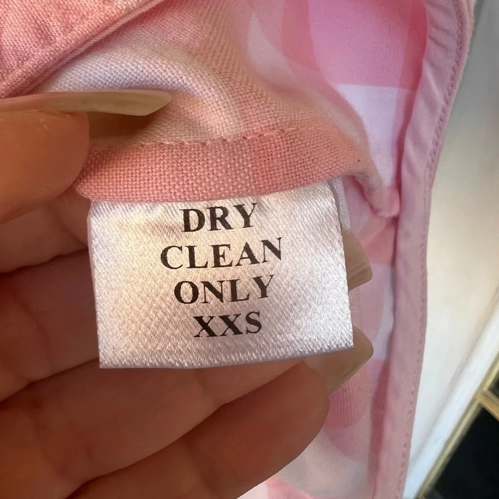 Tish Cox Peter Pan Collar Tie Sleeve Pink White Checkered Blouse